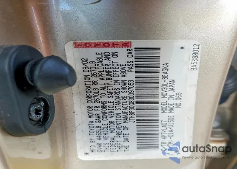 2003 Lexus Es 300 from USA, damaged, VIN JTHBF30G830097053